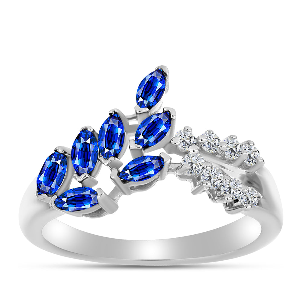 Anillo de Plata con Zafiro Azul Australiano y Topacio Blanco 4 