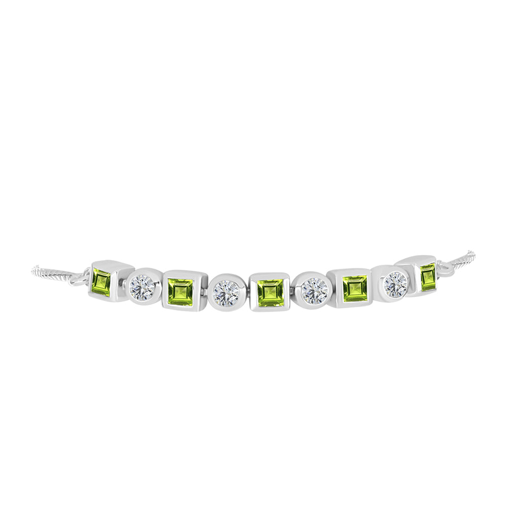 Pulsera de Plata con Peridoto de Changbai y Topacio Blanco 2 
