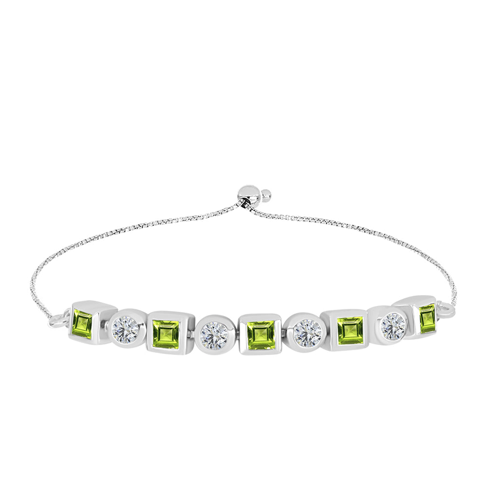 Pulsera de Plata con Peridoto de Changbai y Topacio Blanco