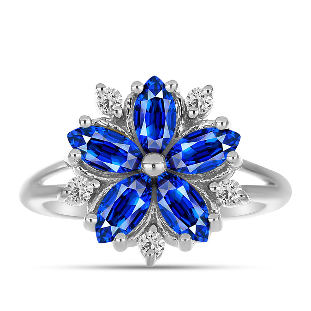 Anillo de Plata con Zafiro Azul Australiano y Topacio Blanco