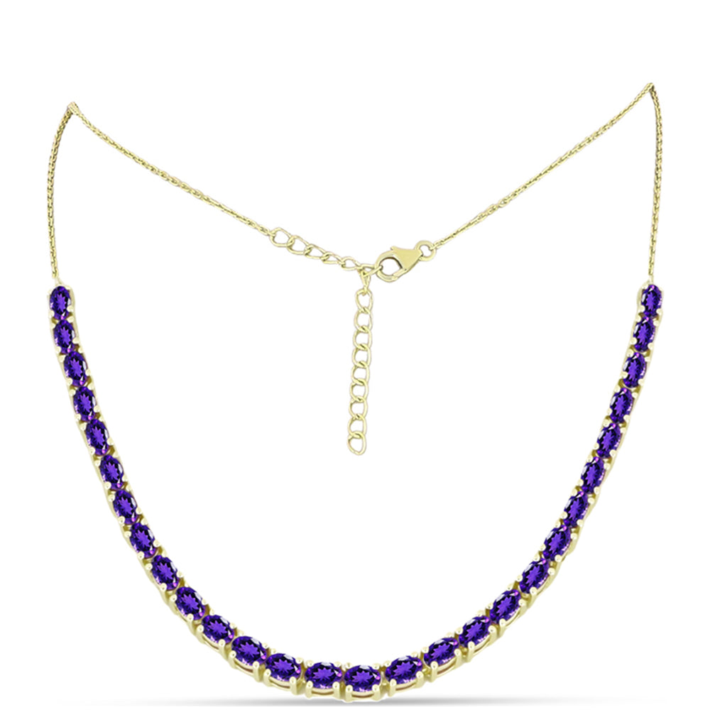 Collar de Plata Bañada en Oro con Amatista de Marruecos 1 