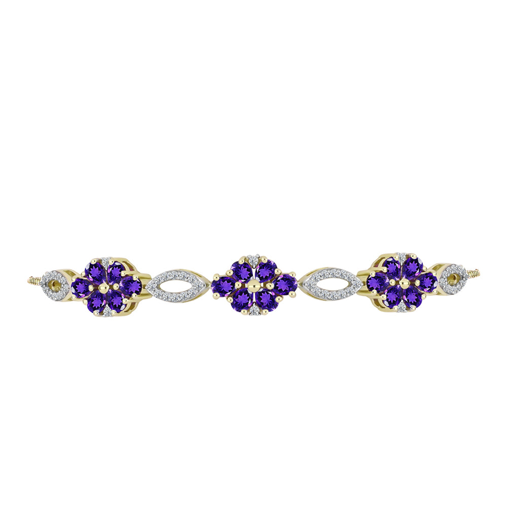 Pulsera de Plata Bañada en Oro con Amatista de Marruecos y Topacio Blanco 2 