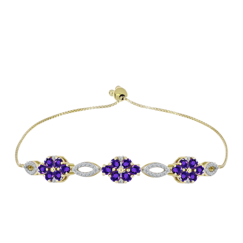 Pulsera de Plata Bañada en Oro con Amatista de Marruecos y Topacio Blanco 1 