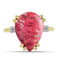 Anillo de Plata Bañada en Oro con Thulita y Topacio Blanco