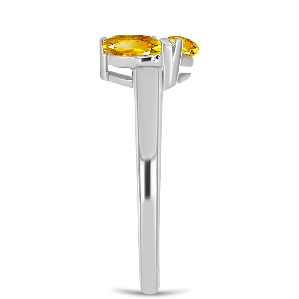 Anillo de Plata con Citrino de los Montes Urales y Topacio Blanco 4 