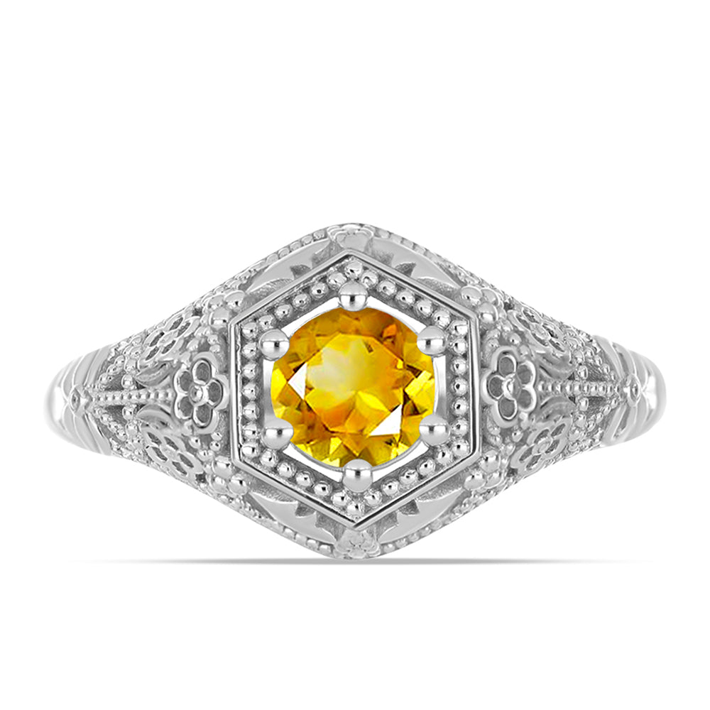 Anillo de Plata con Citrino de los Montes Urales