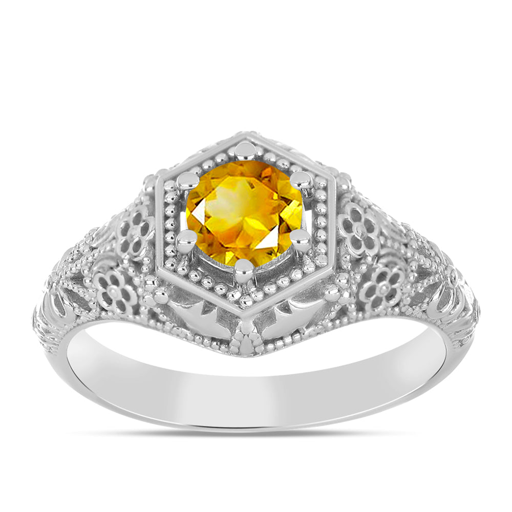 Anillo de Plata con Citrino de los Montes Urales 3 