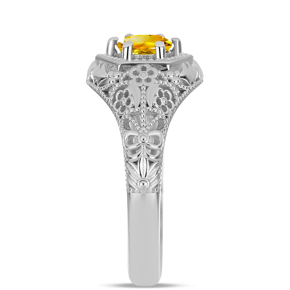 Anillo de Plata con Citrino de los Montes Urales 4 