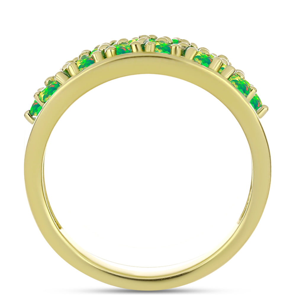 Anillo de Plata Bañada en Oro con Ópalo Verde Etíope de Lega Dembi