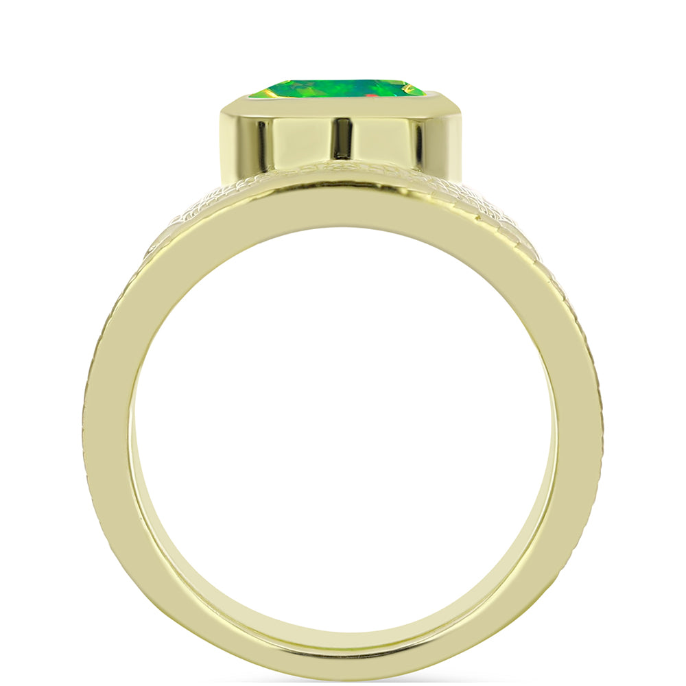 Anillo de Plata Bañada en Oro con Ópalo Verde Etíope de Lega Dembi 2 