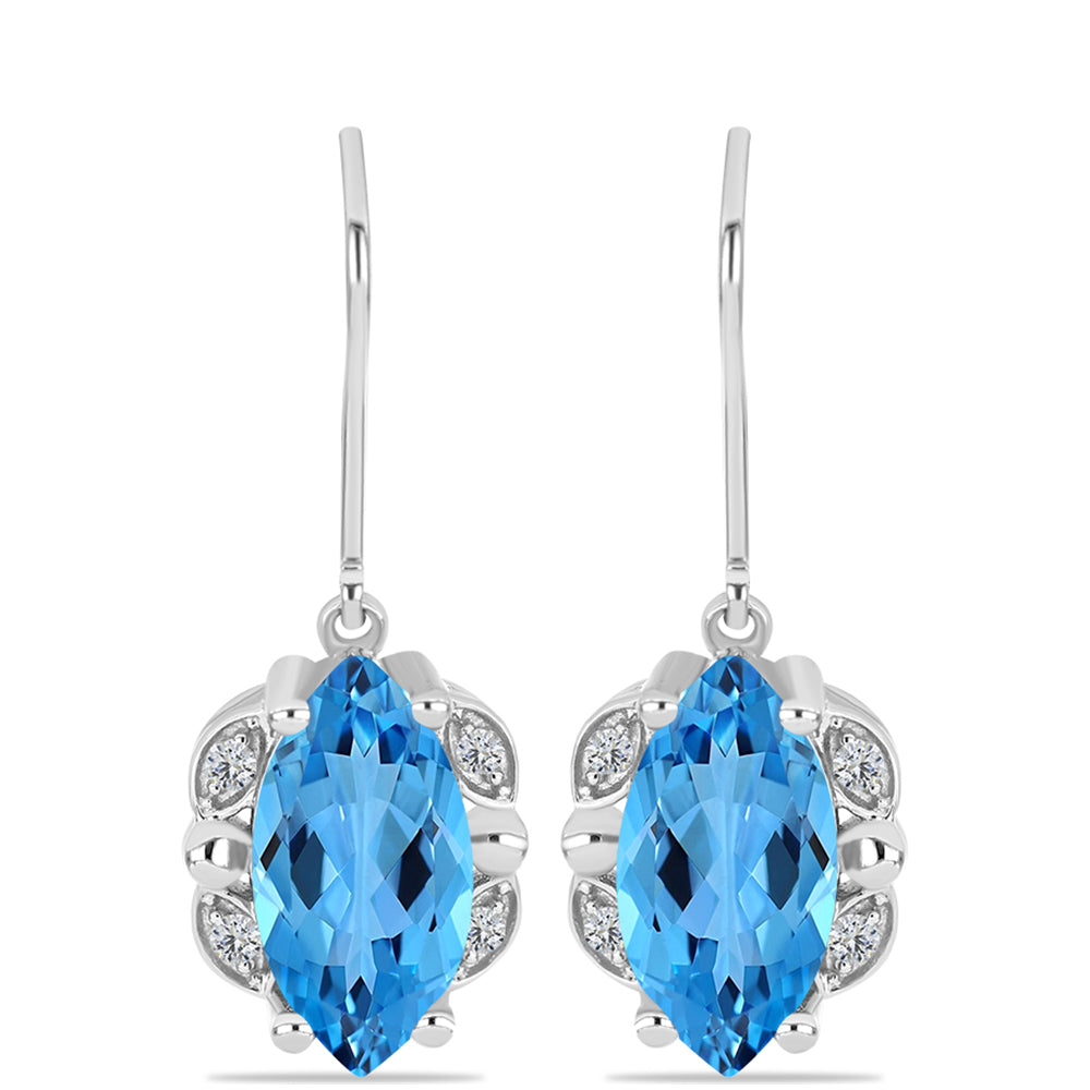 Pendientes de Plata con Topacio Azul Suizo y Topacio Blanco