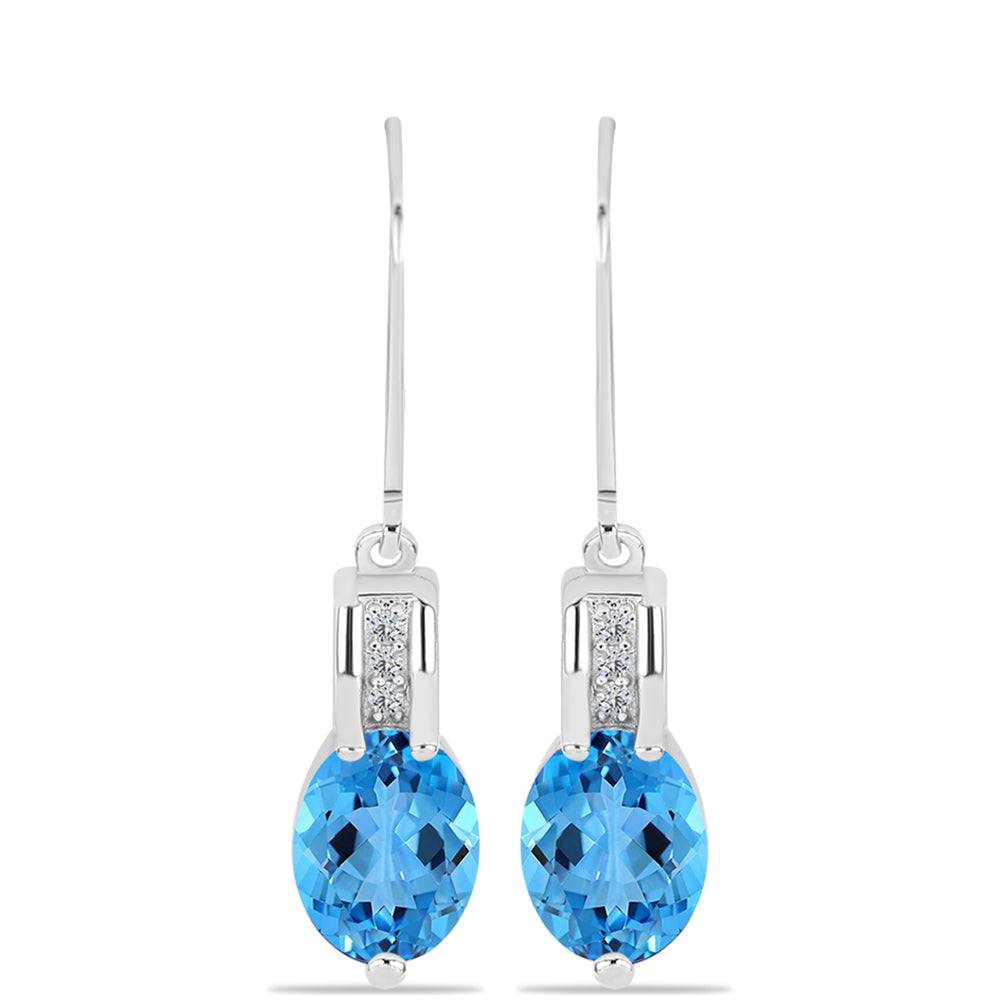 Pendientes de Plata con Topacio Azul Suizo y Topacio Blanco 1 