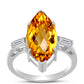 Anillo de Plata con Citrino de los Montes Urales y Topacio Blanco
