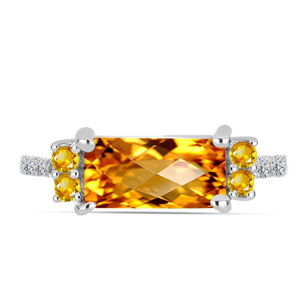 Anillo de Plata con Citrino de los Montes Urales y Topacio Blanco 1 