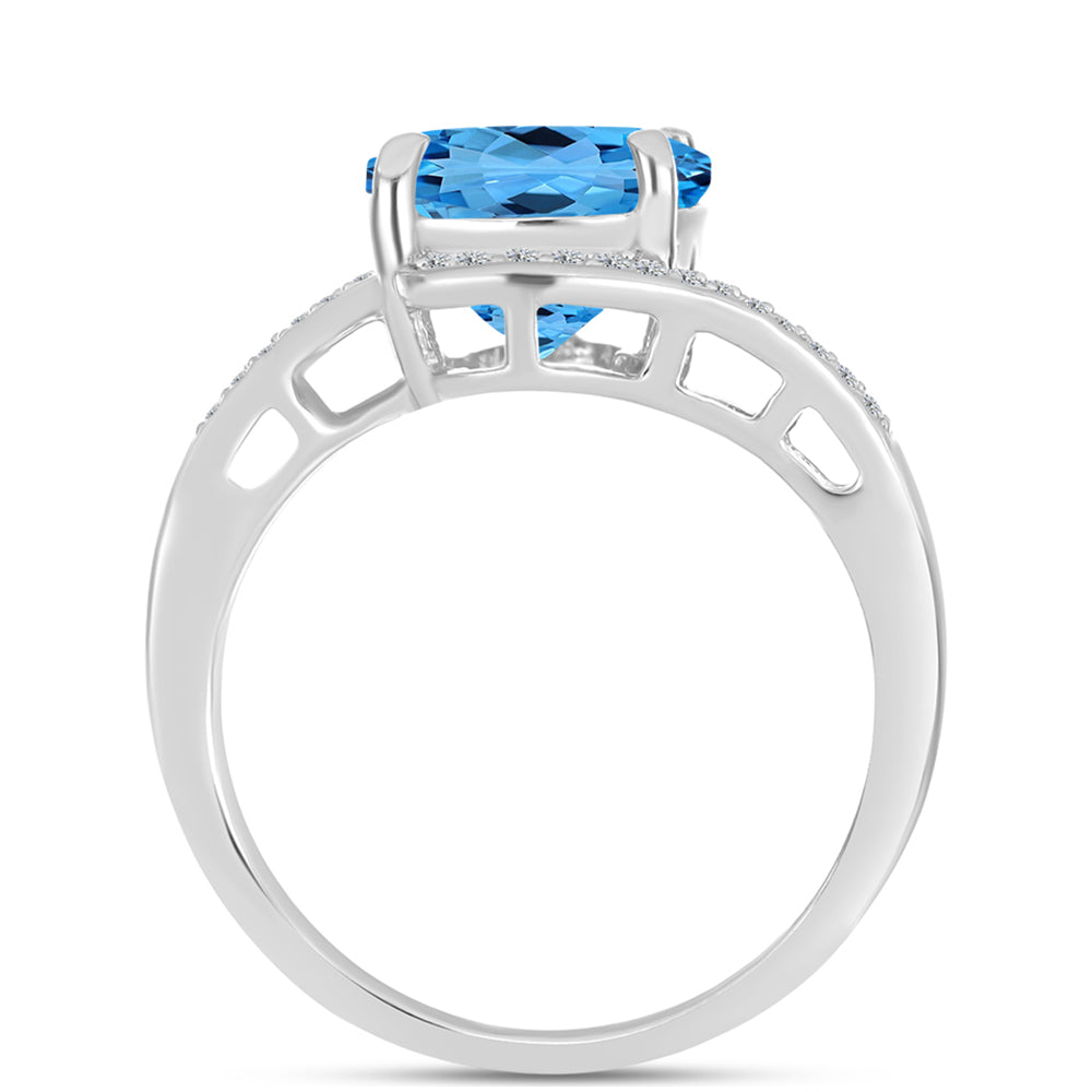 Anillo de Plata con Topacio Azul Suizo y Topacio Blanco 2 