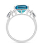 Anillo de Plata con Topacio Azul Suizo y Topacio Blanco