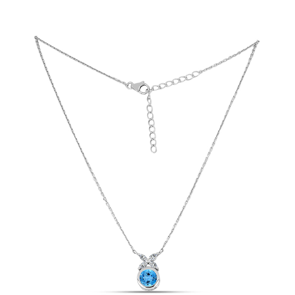 Collar de Plata con Topacio Azul Suizo y Topacio Blanco 1 