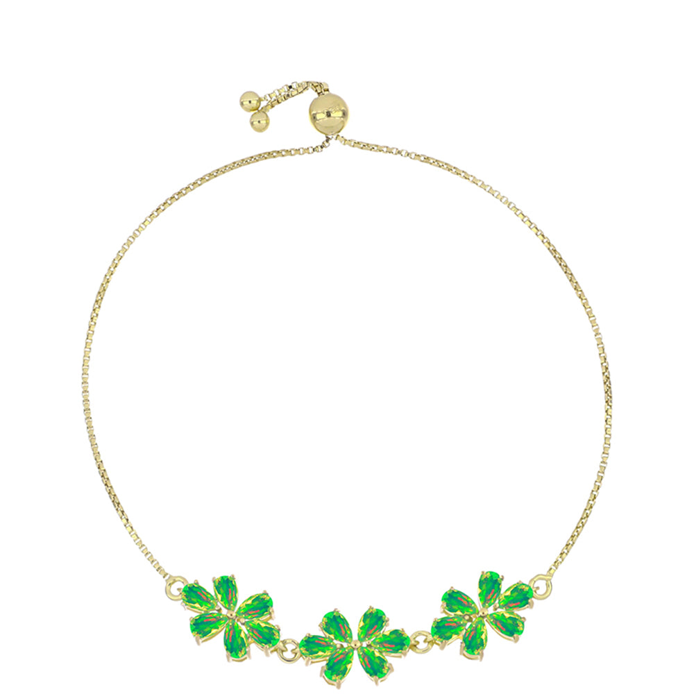 Pulsera de Plata Bañada en Oro con Ópalo Verde Etíope de Lega Dembi