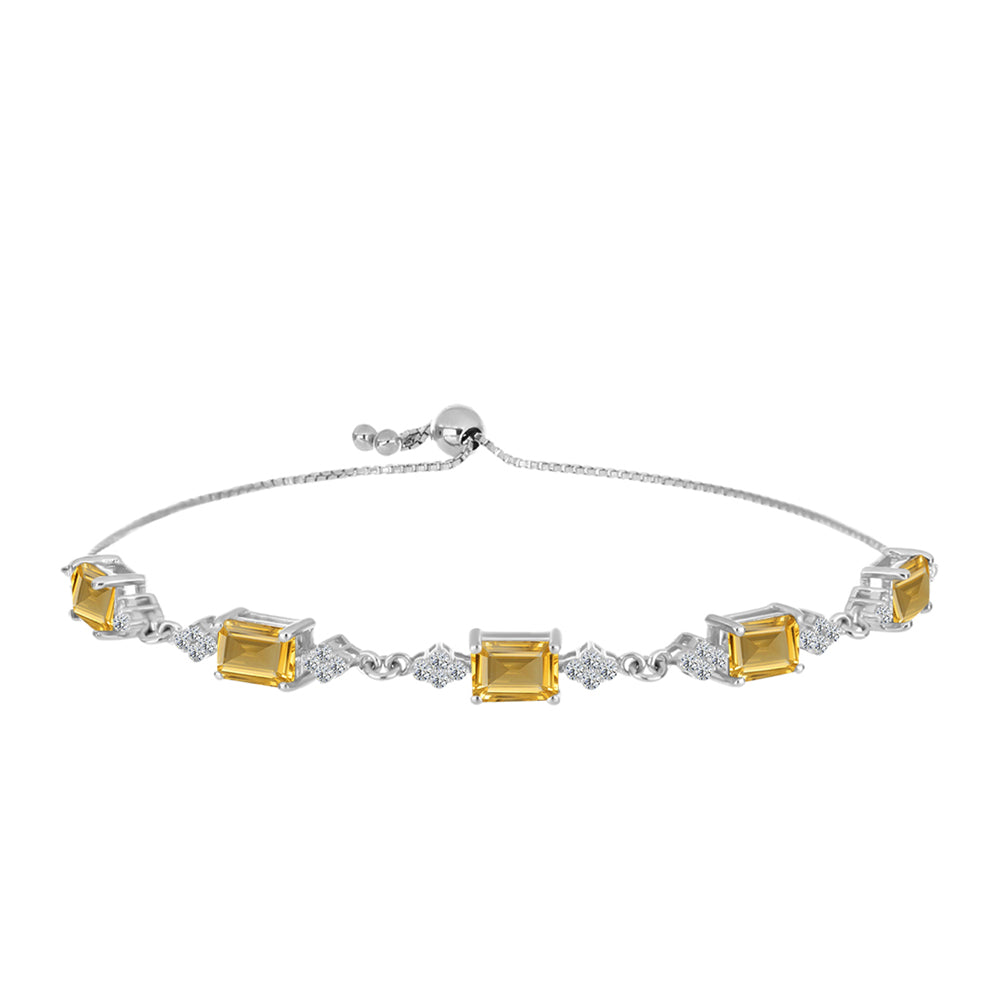 Pulsera de Plata con Citrino de los Montes Urales y Topacio Blanco 1 