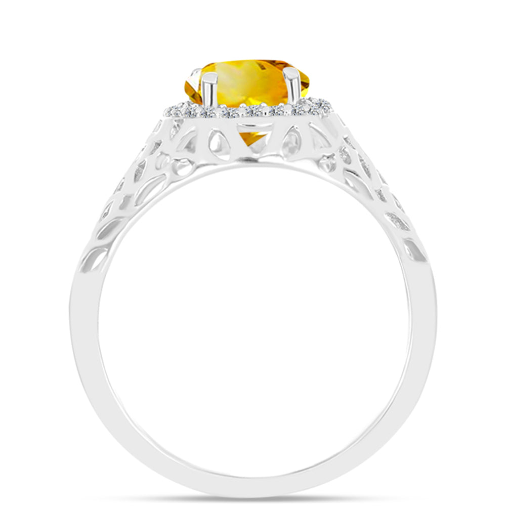 Anillo de Plata con Citrino de los Montes Urales y Topacio Blanco