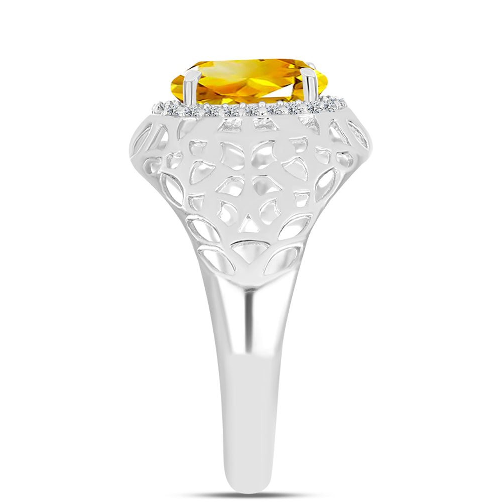Anillo de Plata con Citrino de los Montes Urales y Topacio Blanco 4 