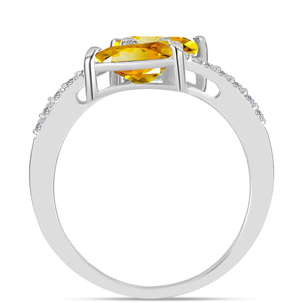 Anillo de Plata con Citrino de los Montes Urales y Topacio Blanco