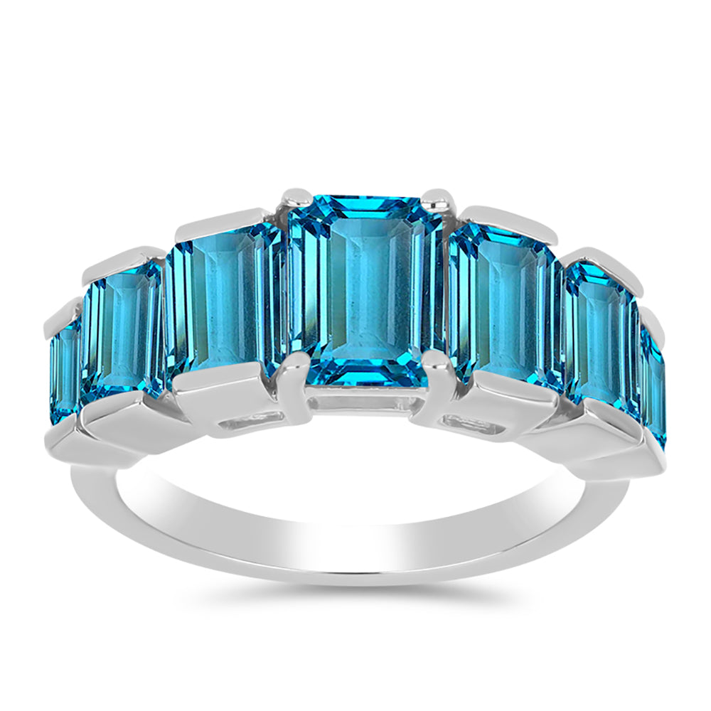 Anillo de Plata con Topacio Azul Suizo