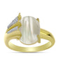 Anillo de Plata Bañada en Oro con Madreperla y Topacio Blanco