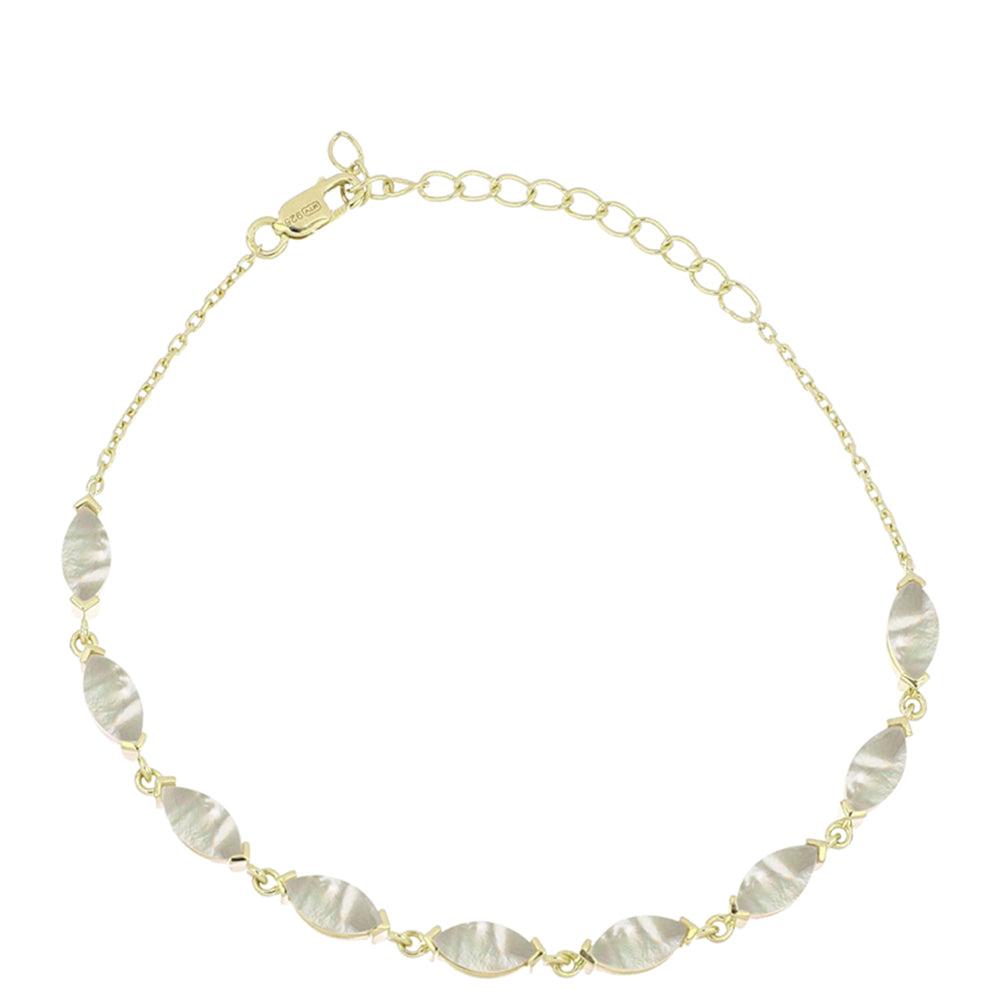 Pulsera de Plata Bañada en Oro con Madreperla