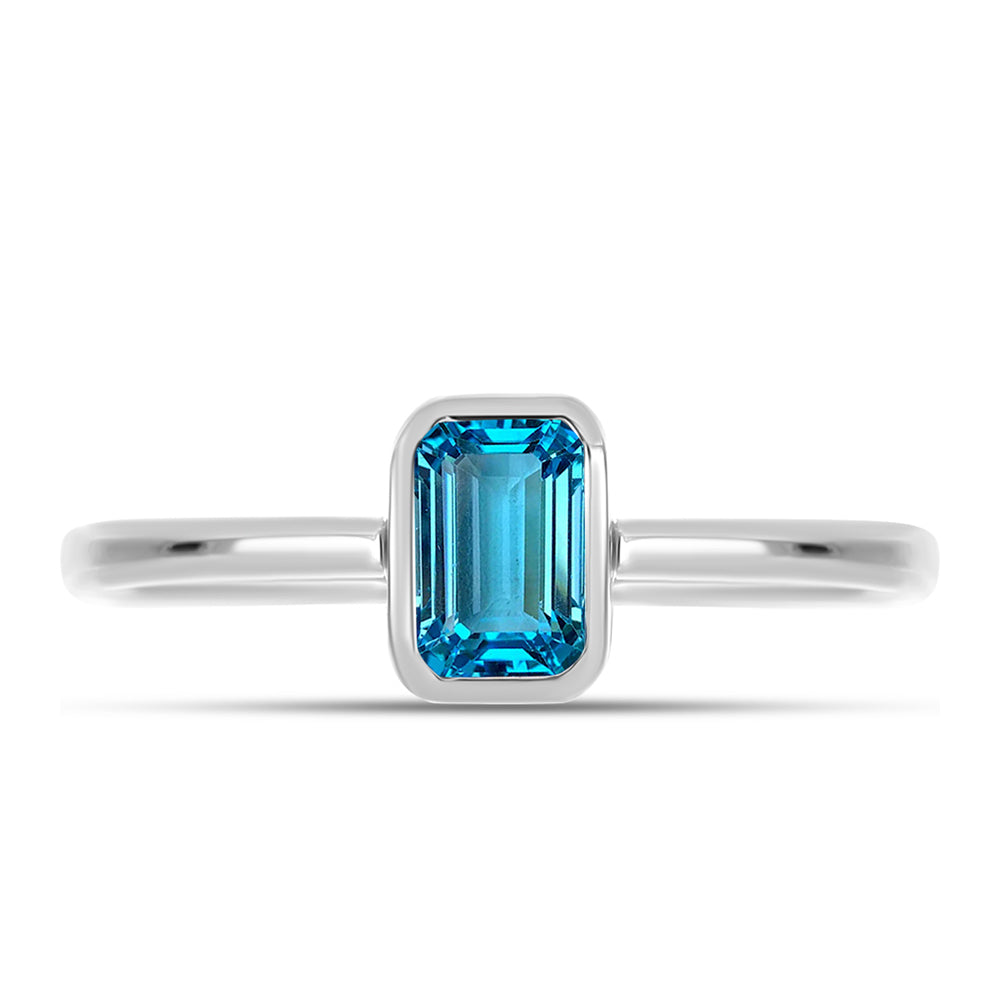Anillo de Plata con Topacio Azul Suizo