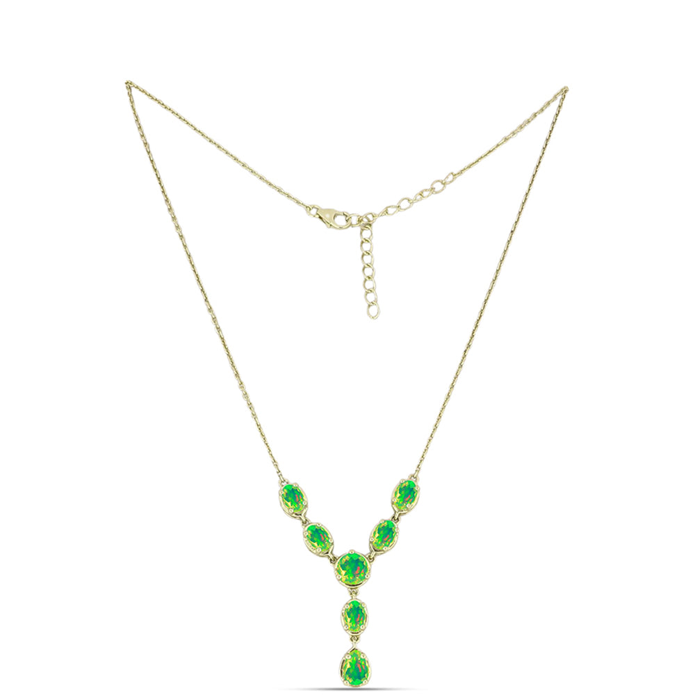 Collar de Plata Bañada en Oro con Ópalo Verde Etíope de Lega Dembi 1 