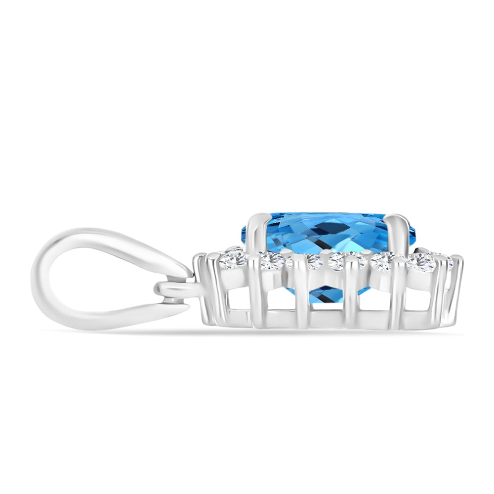 Colgante de Plata con Topacio Azul Suizo y Topacio Blanco 2 