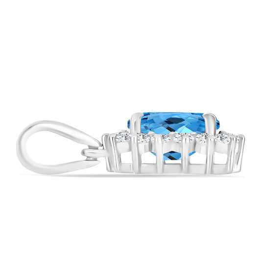 Colgante de Plata con Topacio Azul Suizo y Topacio Blanco