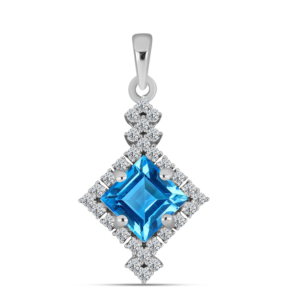 Colgante de Plata con Topacio Azul Suizo y Topacio Blanco 1 