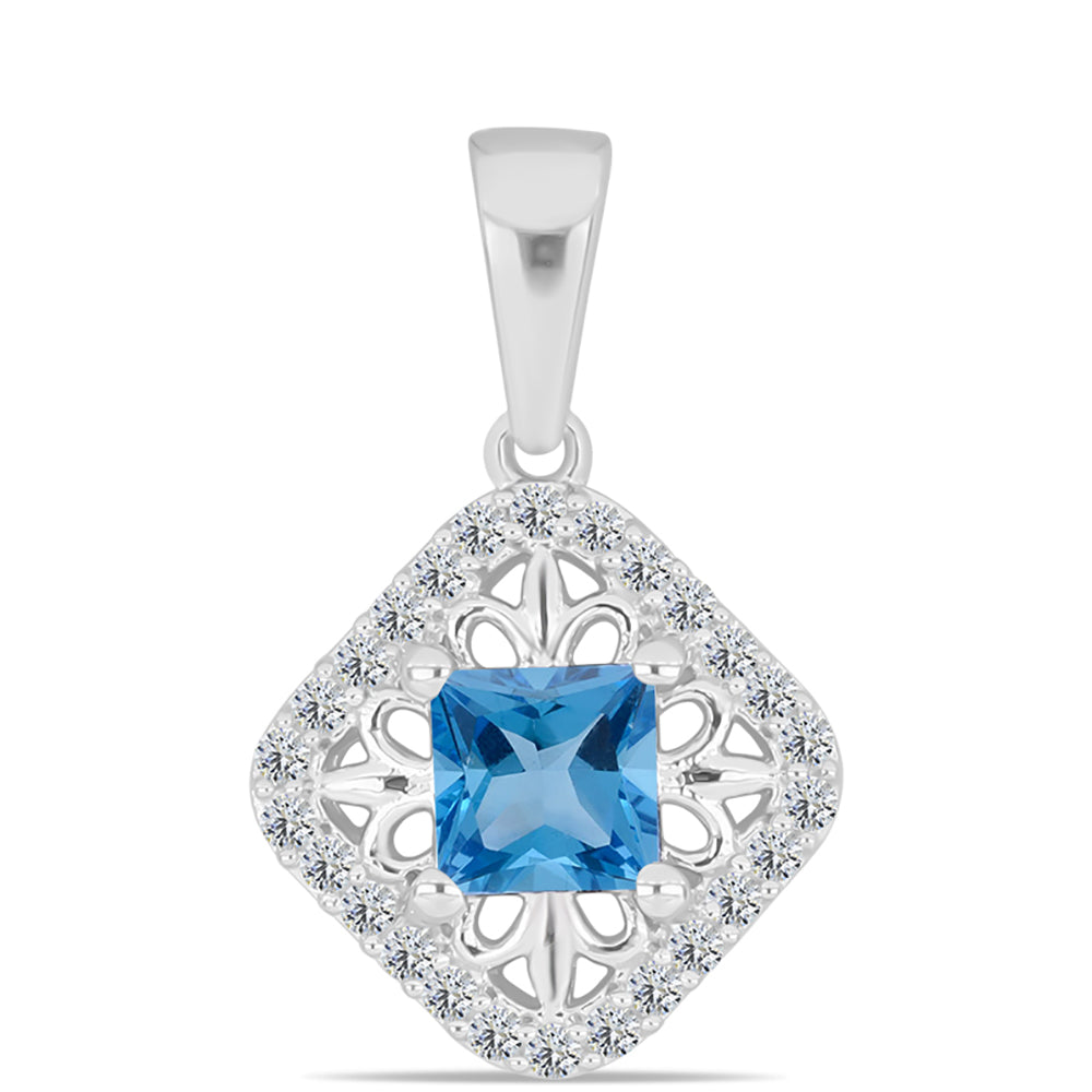 Colgante de Plata con Topacio Azul Suizo y Topacio Blanco 1 