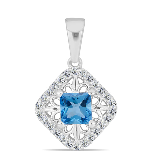 Colgante de Plata con Topacio Azul Suizo y Topacio Blanco