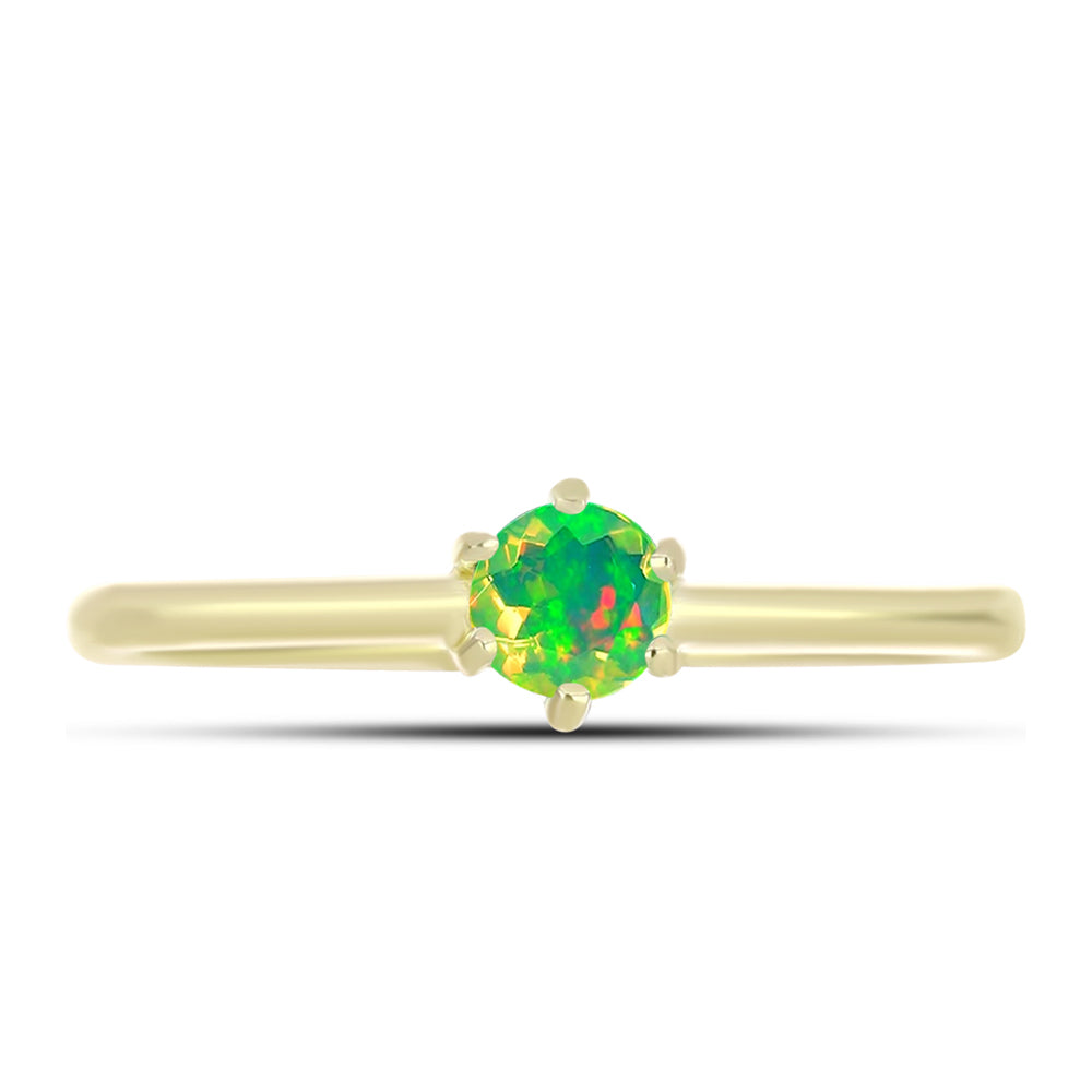 Anillo de Plata Bañada en Oro con Ópalo Verde Etíope de Lega Dembi 1 