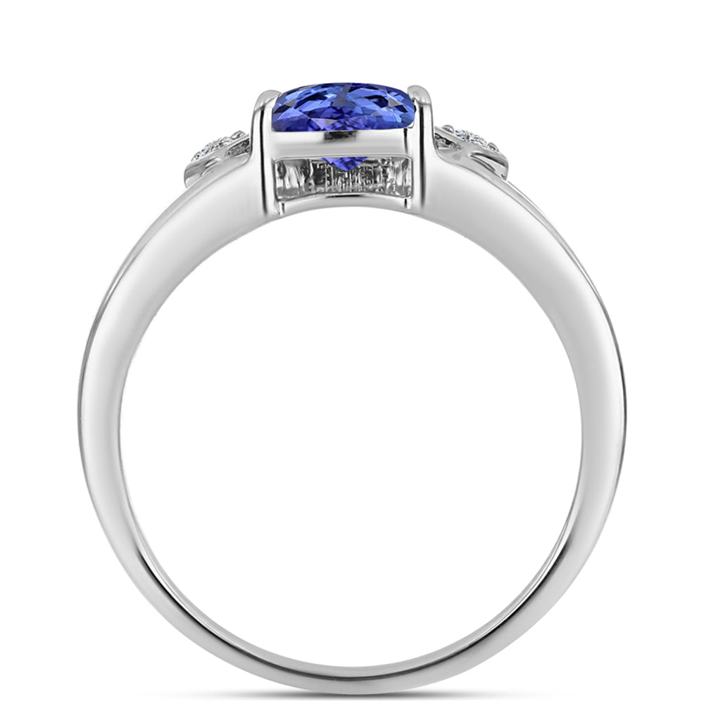 Anillo de Plata con Tanzanita AAA y Topacio Blanco