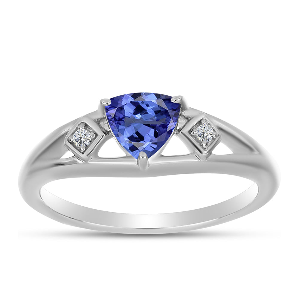 Anillo de Plata con Tanzanita AAA y Topacio Blanco 3 