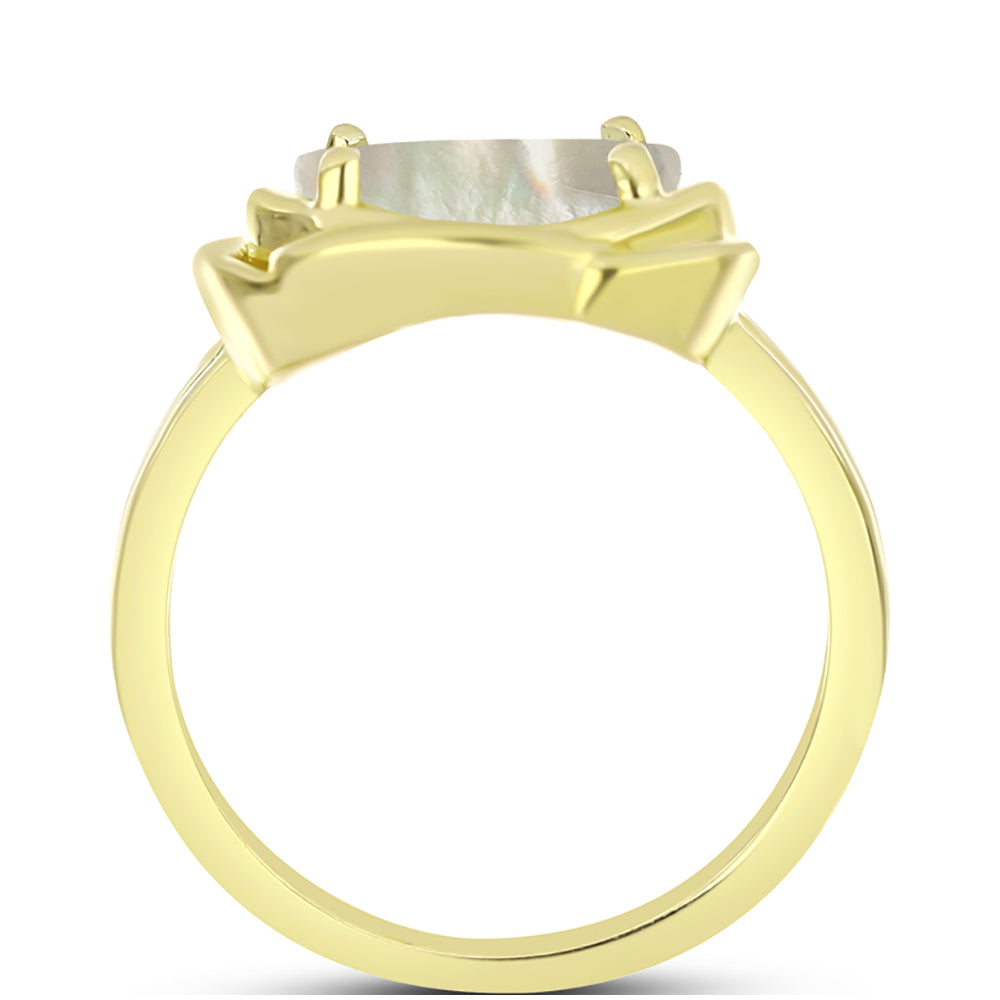 Anillo de Plata Bañada en Oro con Madreperla