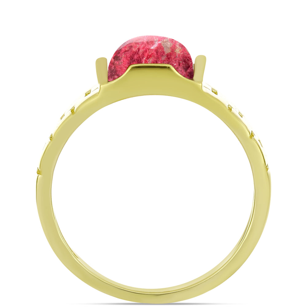 Anillo de Plata Bañada en Oro con Thulita