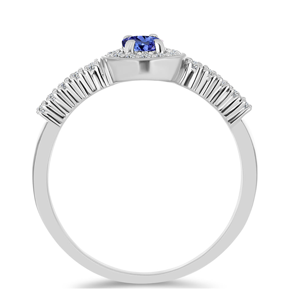 Anillo de Plata con Tanzanita AAA y Topacio Blanco