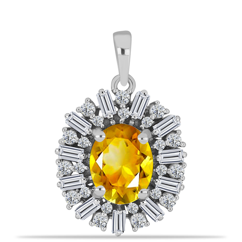 Colgante de Plata con Citrino de los Montes Urales y Zircón Blanco 1 