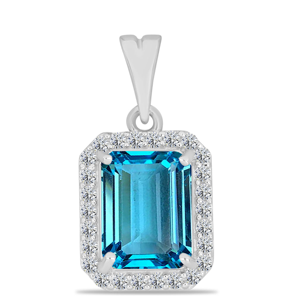 Colgante de Plata con Topacio Azul Suizo y Topacio Blanco 1 