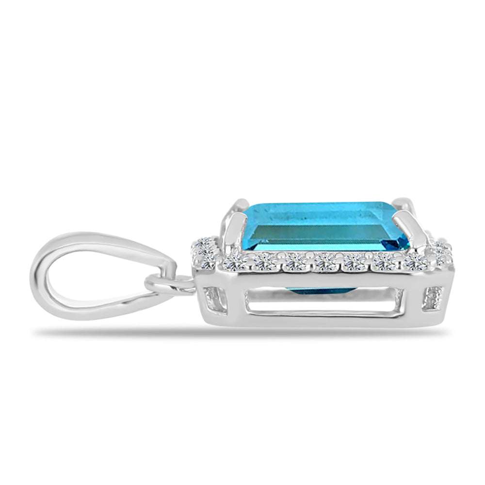 Colgante de Plata con Topacio Azul Suizo y Topacio Blanco 2 
