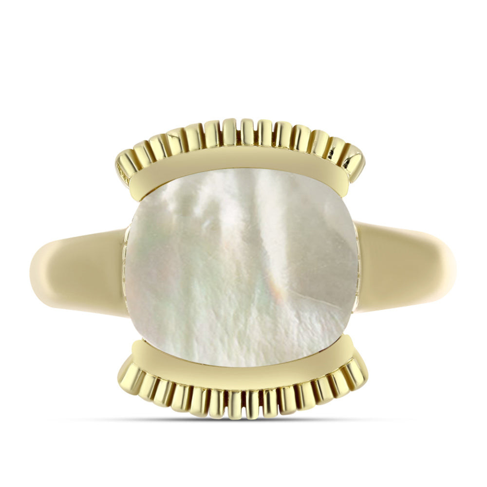 Anillo de Plata Bañada en Oro con Madreperla 1 
