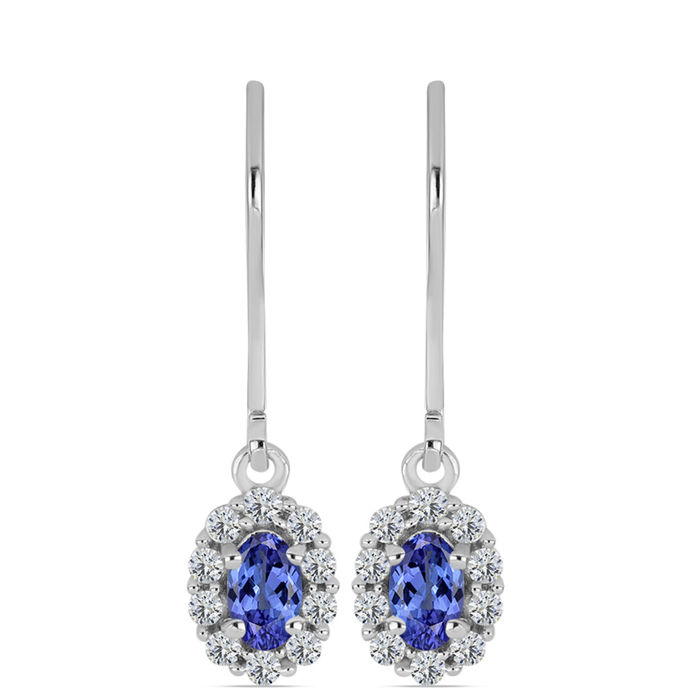 Pendientes de Plata con Tanzanita AAA y Topacio Blanco 1 