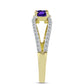 Anillo de Plata Bañada en Oro con Amatista de Marruecos y Topacio Blanco
