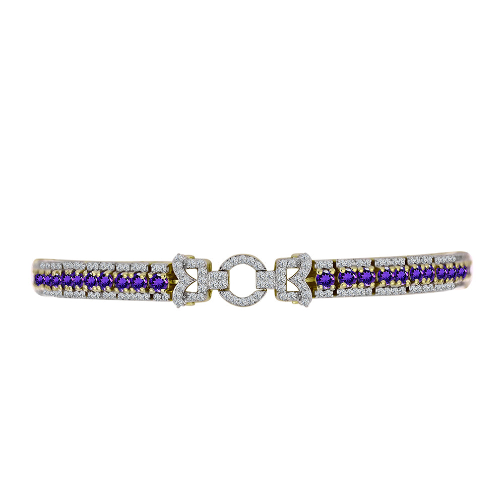 Pulsera de Plata Bañada en Oro con Amatista de Marruecos y Topacio Blanco 2 