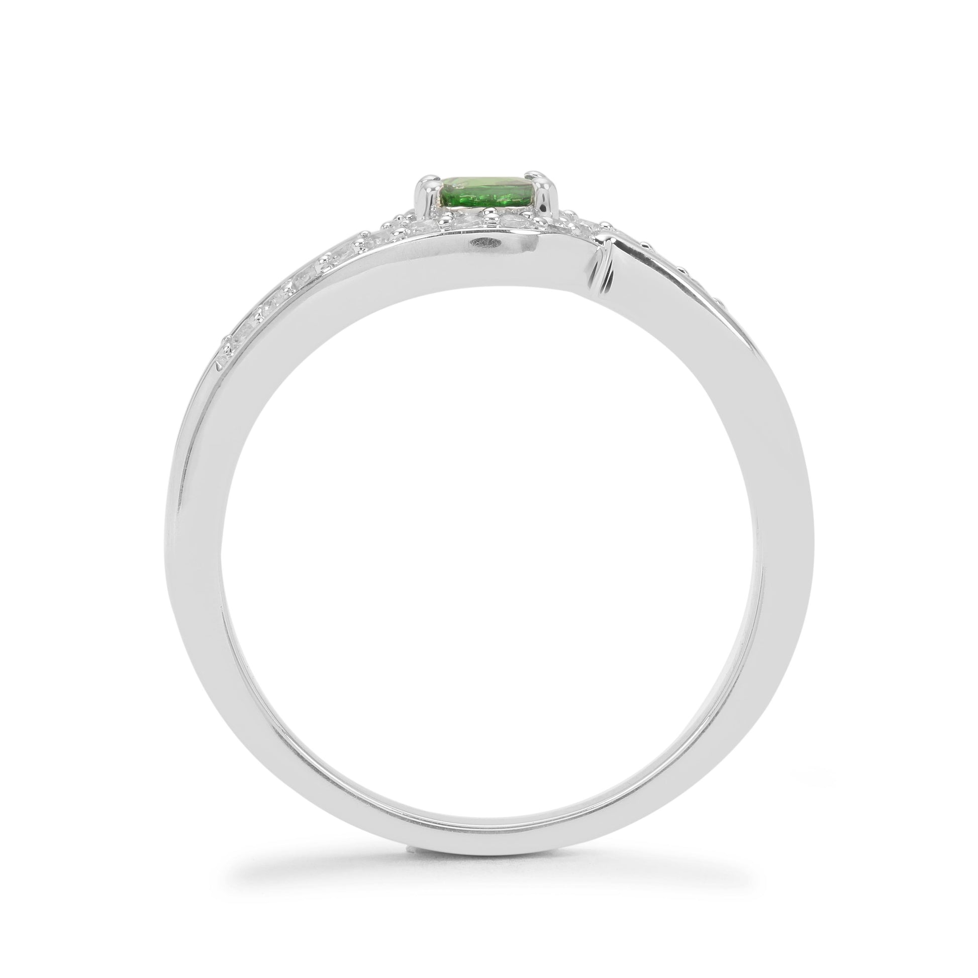 Anillo de Plata con Turmalina de Cromo y Zircón Blanco 2 
